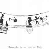 Click para ampliar. Danza de hombres y mujeres, personaje fálico, vaso de Llíria